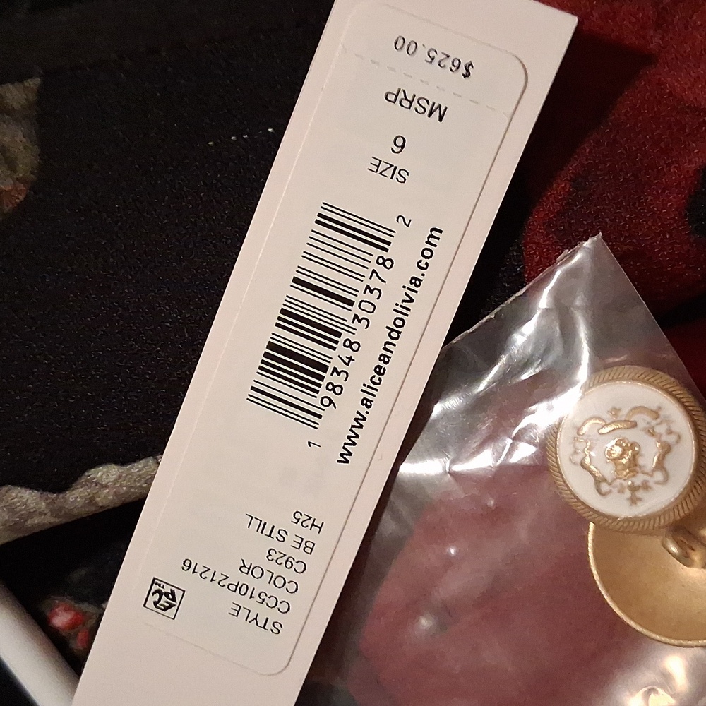 Alice + Olivia Breann Black Floral Slim-fit Blazor - Pink And Red - Size 6 - NWT - Picture 12 of 12